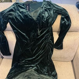 Womens Wrap V Neck Long Sleeve Split Wrap dress